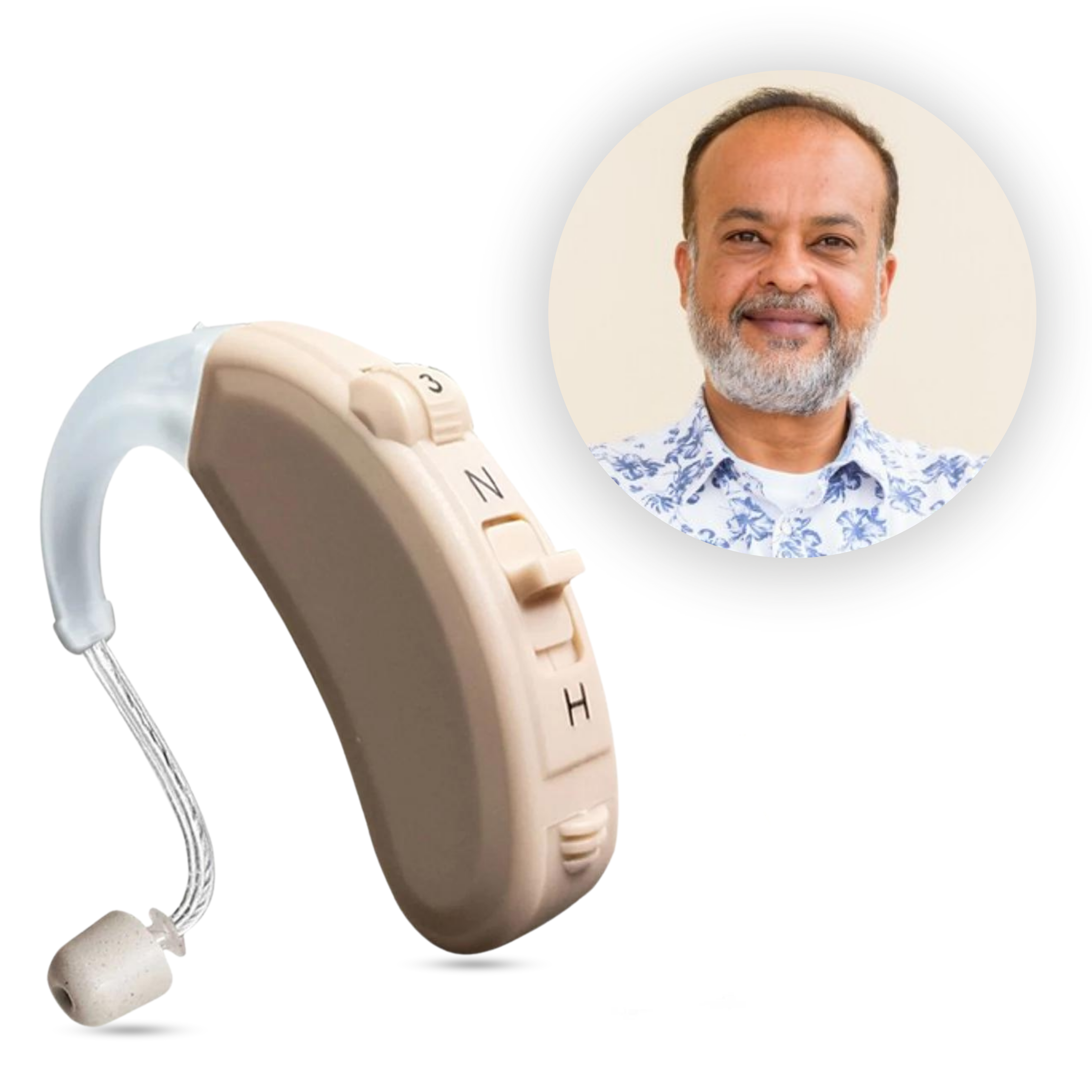 Dr. Medica Hearing Aid Machine with Button Control for Hearing Loss (Rechargeable & Invisible Behind the Ear Design with 100% Noise Cancelling Feature)